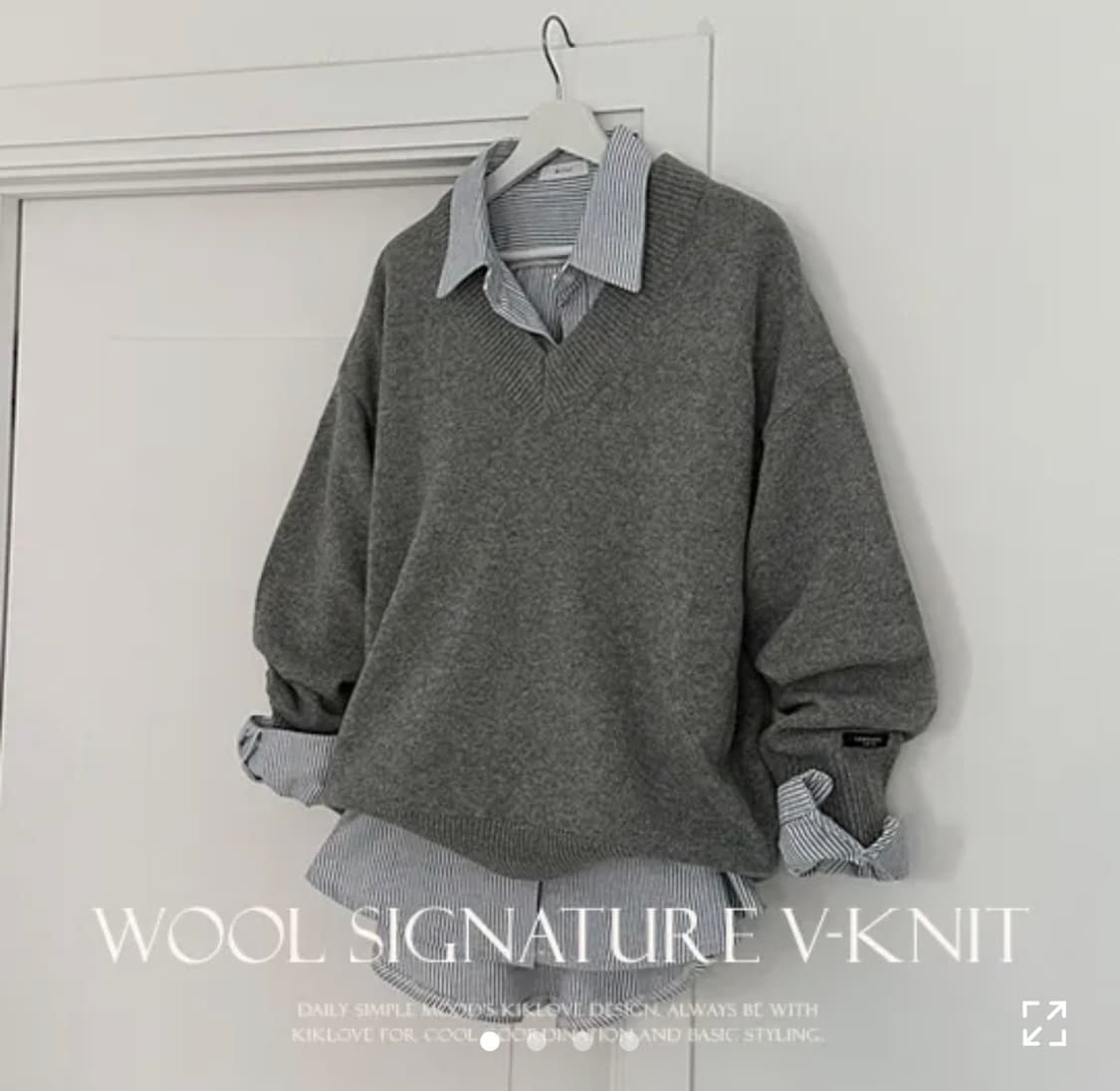 램스울 니트&스트라이프 셔츠 세트 상품이미지1