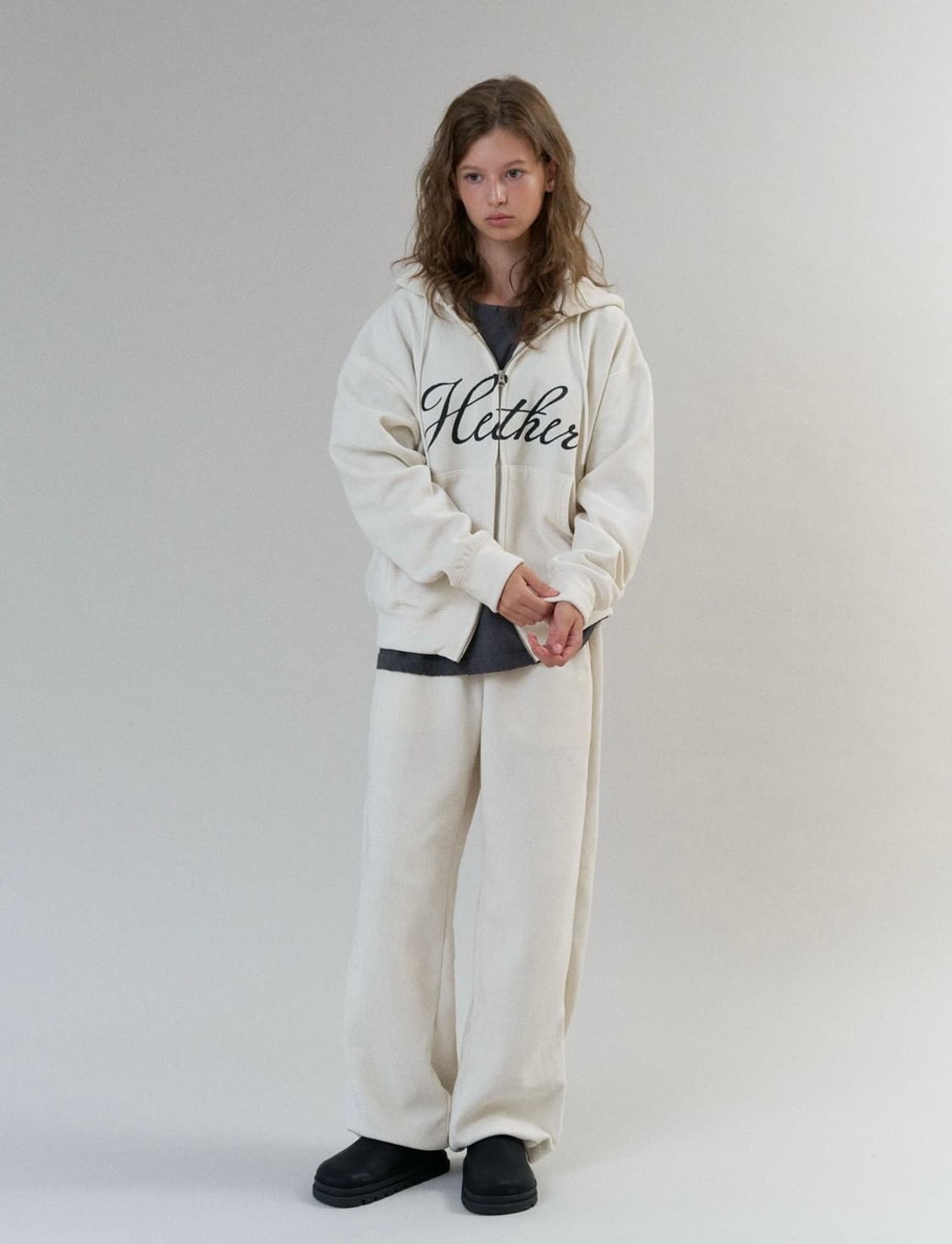 (새상품/택) 헤더먼트 보아 후드 집업 크림 boa hoodie 상품이미지2