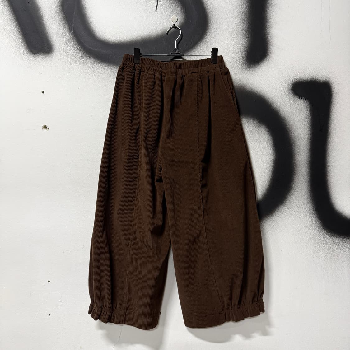 VTG 빈티지 딥 브라운 코듀로이 골덴 셔링 디테일 벌룬 와이드 팬츠 상품이미지2