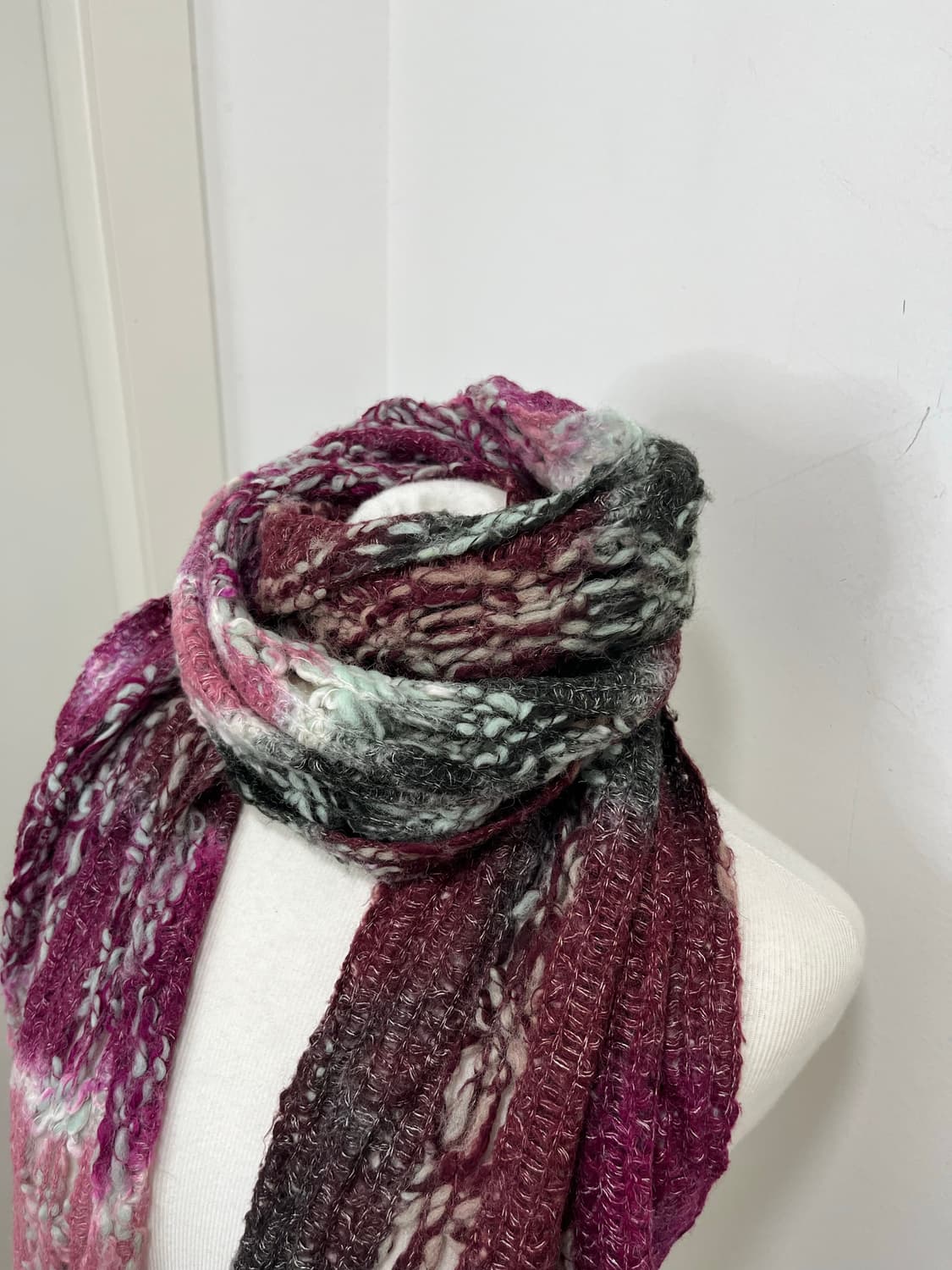 일본빈티지 모리걸 뜨개 패턴 머플러 상품이미지3