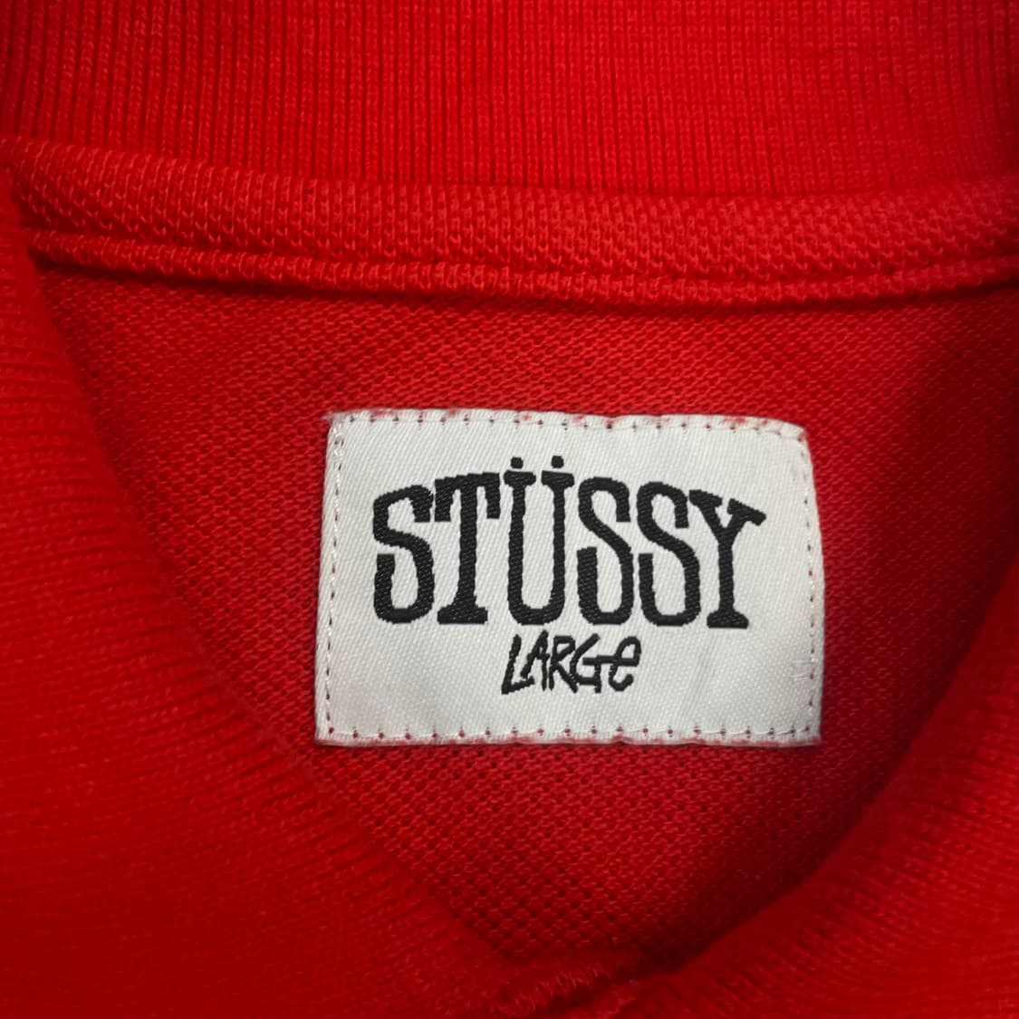 스투시 Stussy 스몰 자수 로고 카라티 레드 상품이미지3