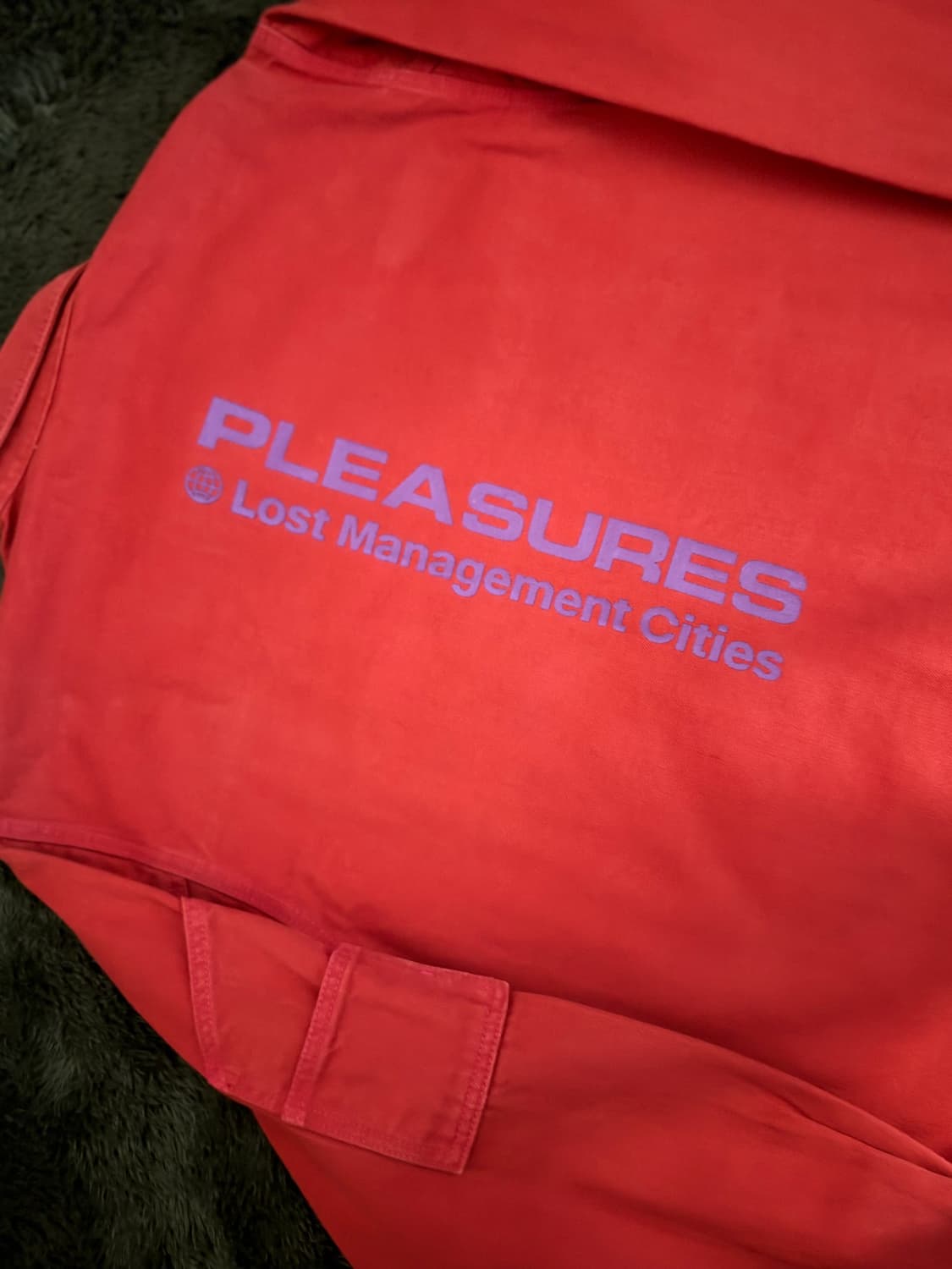 [2]  PLEASURES 플레져스 X LMC 데님 셔츠 자켓 오렌지 상품이미지10