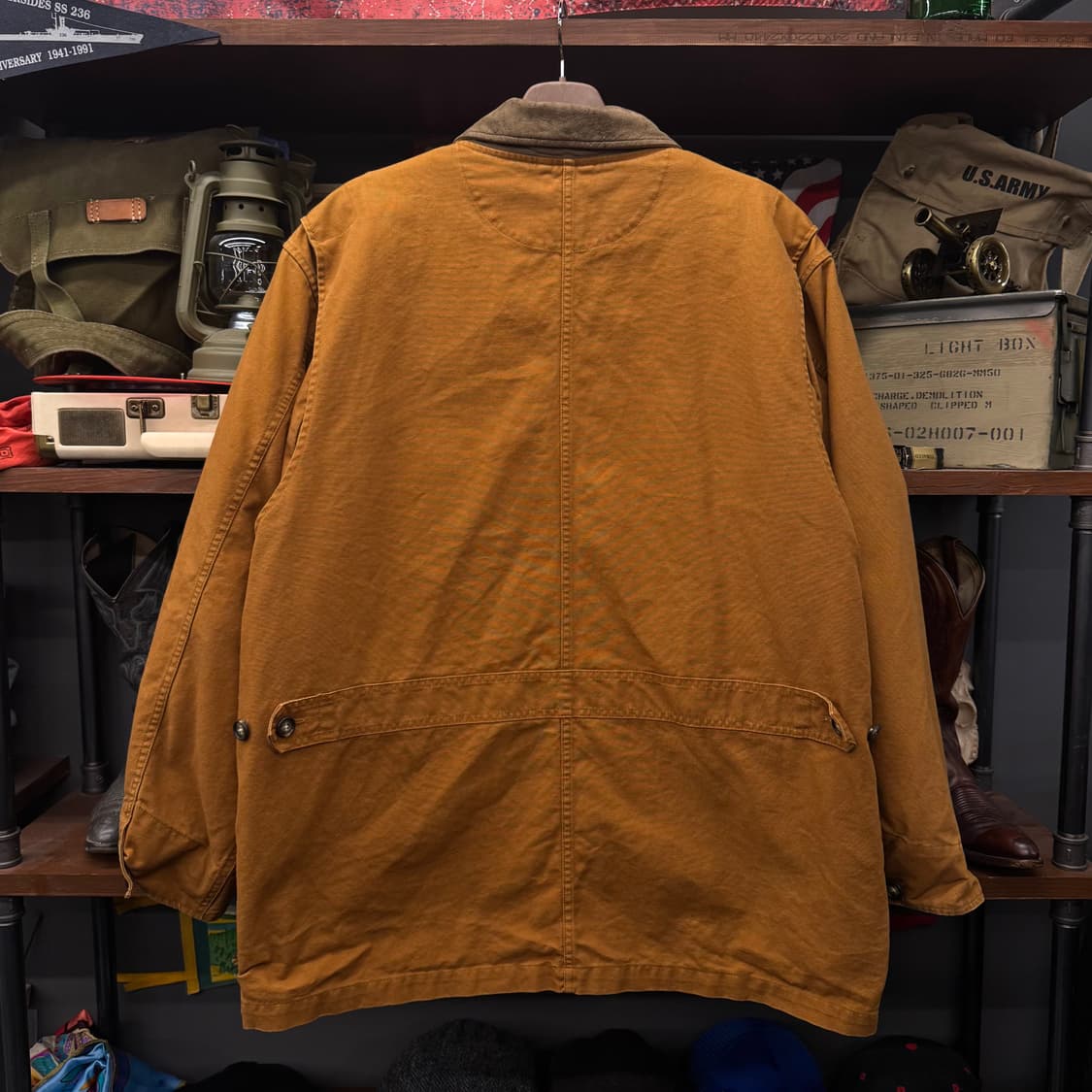 90s Lands End 코듀로이 카라 퀼팅 라이닝 워크 헌팅 초어 코트 상품이미지2