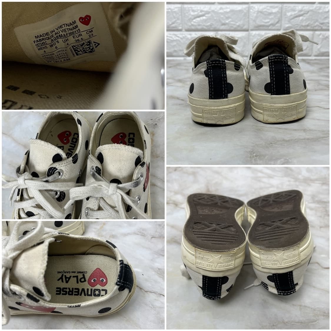 CDG 컨버스 플레이 폴카 닷 로우 230 빈티지 스니커즈 상품이미지6