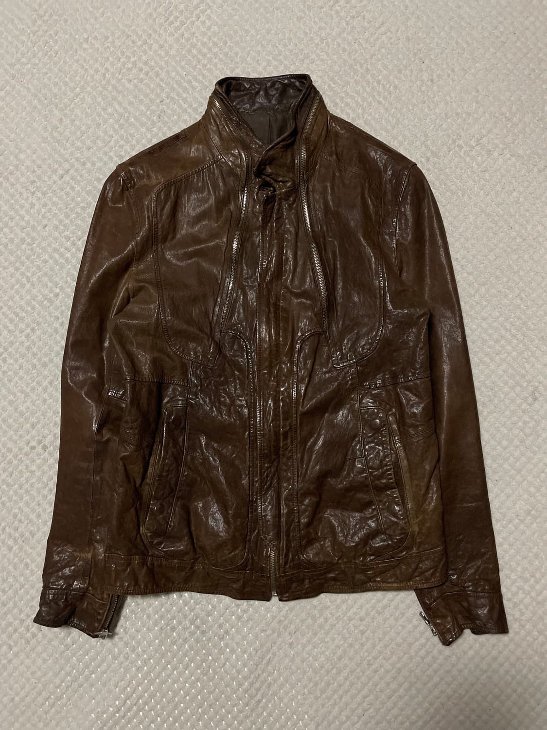 광희시장 웨스턴 무드 램스킨 양가죽 레더 자켓 브라운 상품이미지1