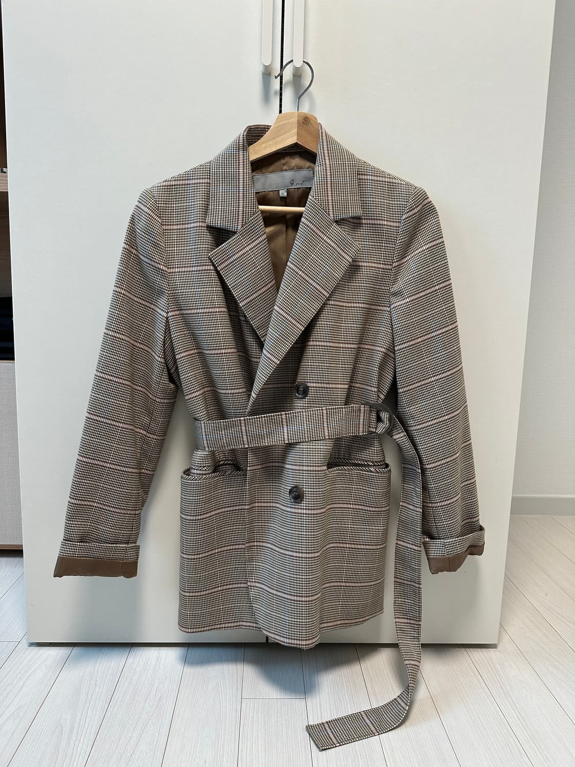 지컷 체크 벨트 자켓 66 상품이미지1