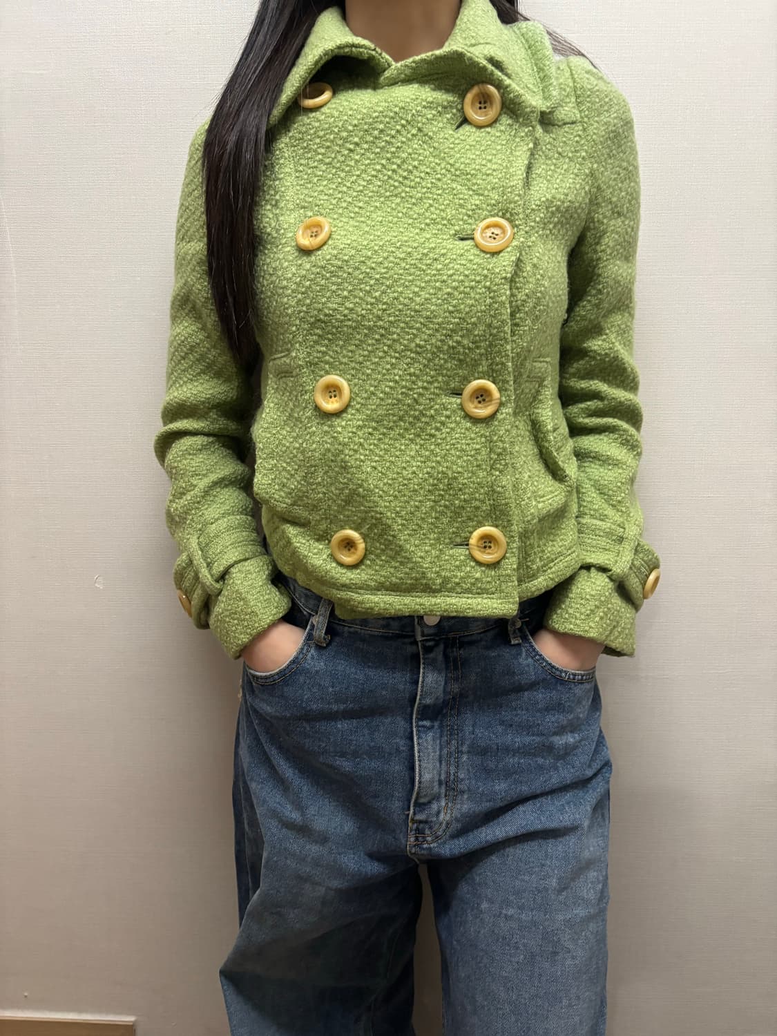 빈티지 그린 트위드 자켓 상품이미지4