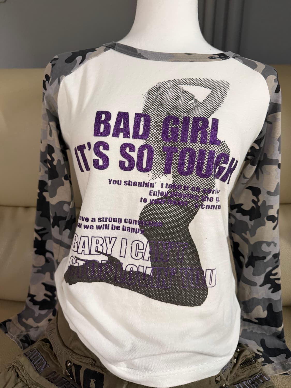 girl printing camo raglan sleeve 상품이미지3