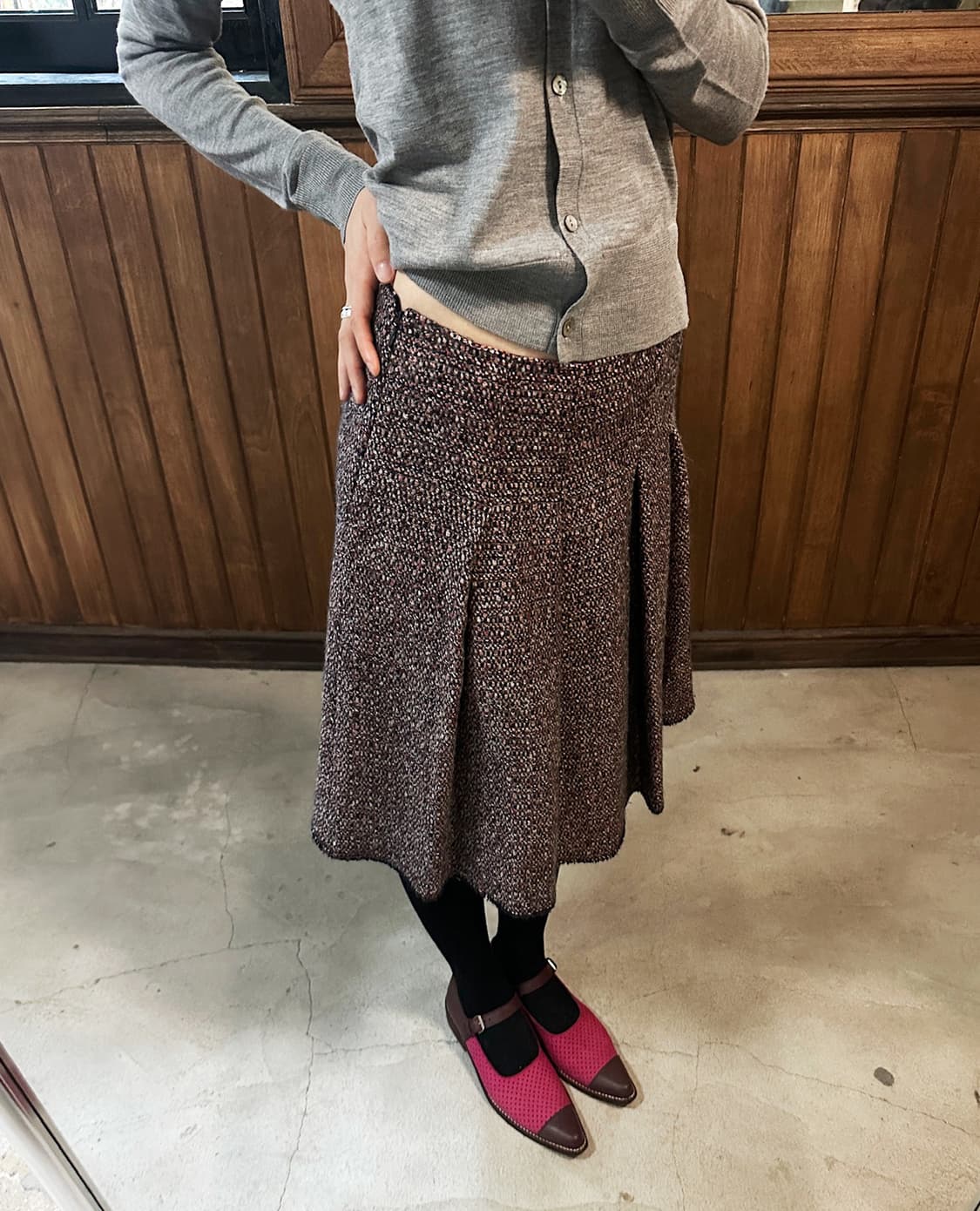 BURBERRY LONDON tweed pleated skirt 상품이미지3