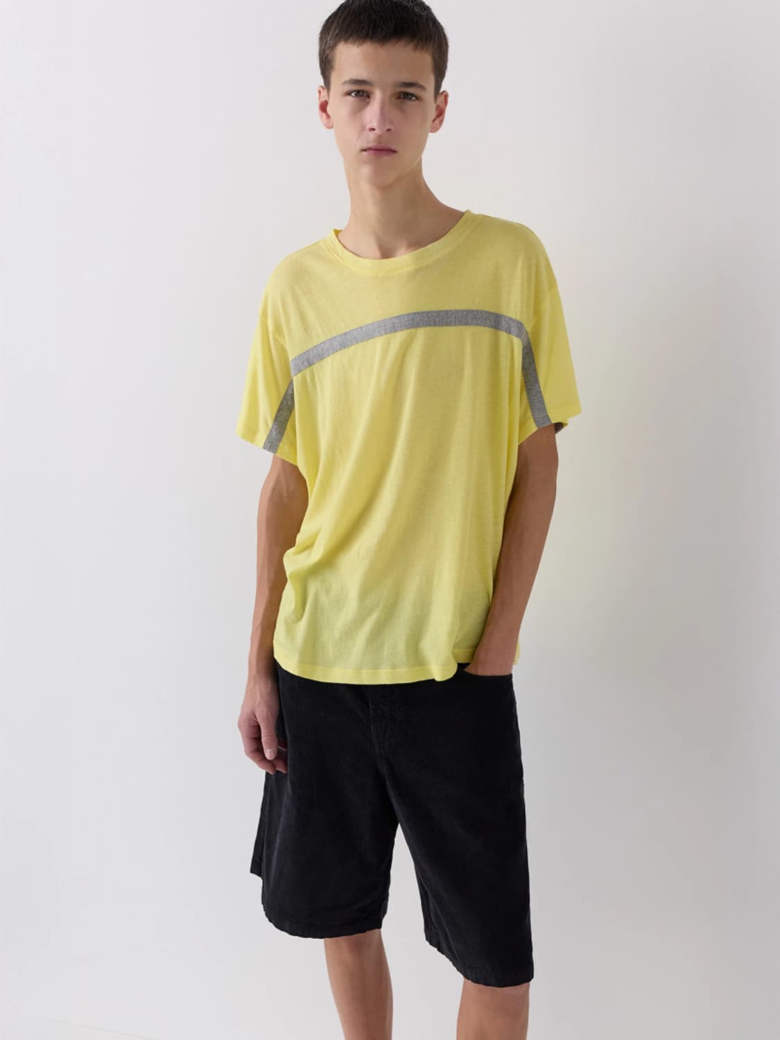 [L,XL]기마구아스 Thomas 라인 티셔츠/옐로우 상품이미지4