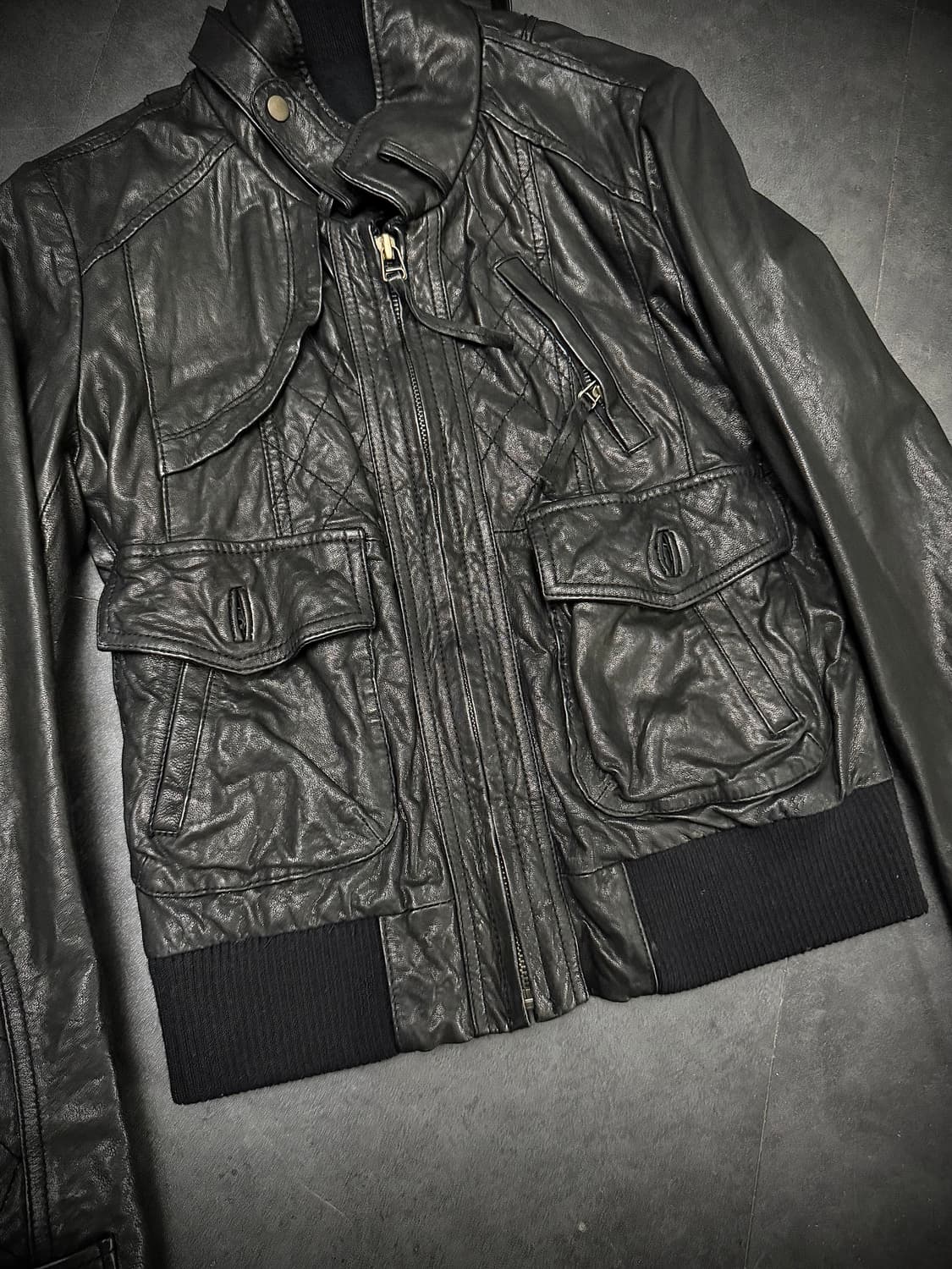 Real leather stitch jacket 상품이미지4