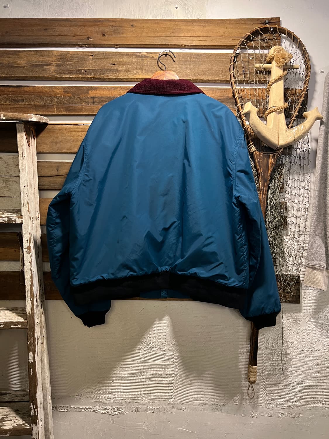 [L]90's 엘엘빈 USA Made 페인티드 블루그린 나일론 웜업 자켓 상품이미지9