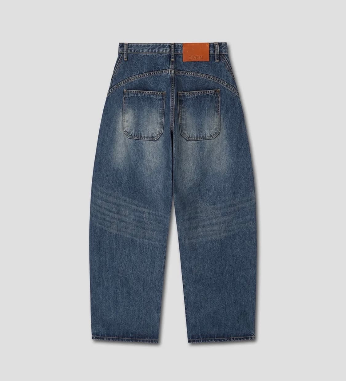 WIDE CURVED DENIM PANTS (WASHED DARK BLU 상품이미지2