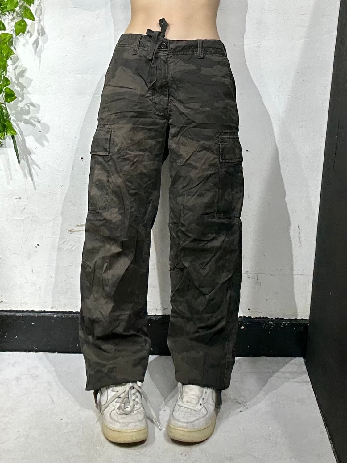 일본 빈티지 카키 와이드 카모 카고 팬츠 군대 바지  상품이미지2
