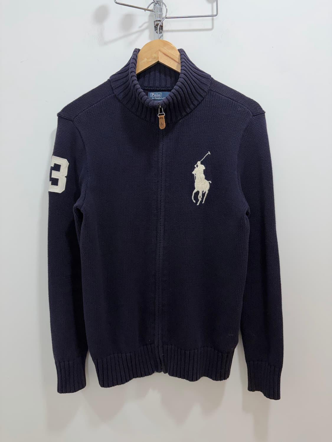 폴로 빅포니 남색 니트 집업 자켓 상품이미지3