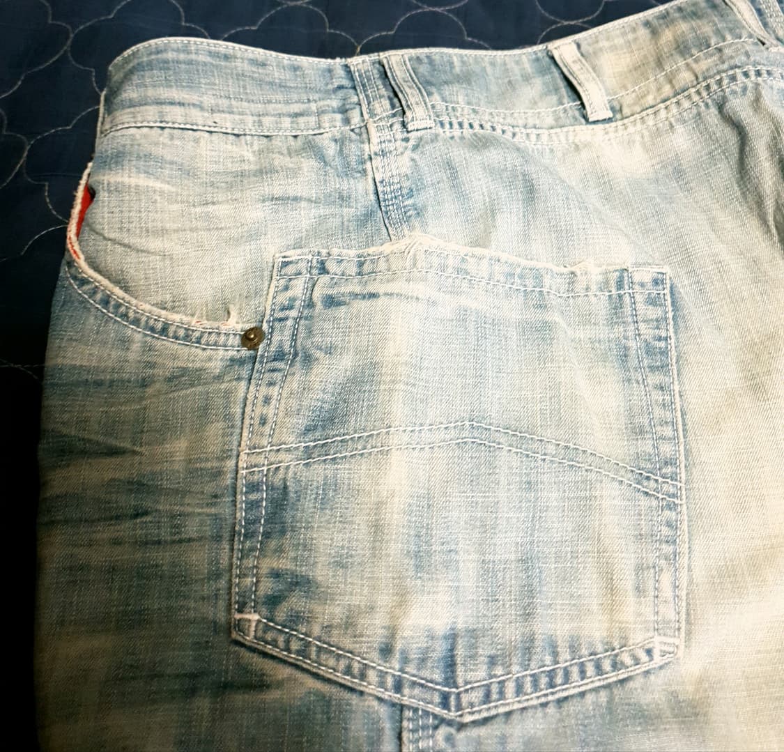 (이태리)아르마니진 빈티지에이징워싱 사이트포켓 스트레이트 데님팬츠  32 상품이미지3