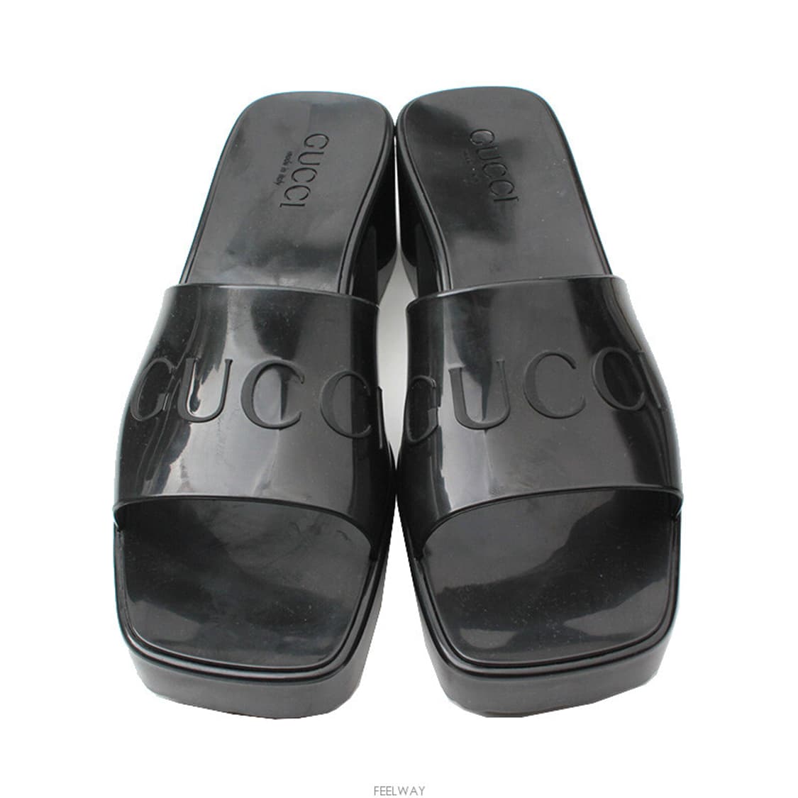 구찌 블랙 젤리 로고 청키 힐 뮬 38 상품이미지2