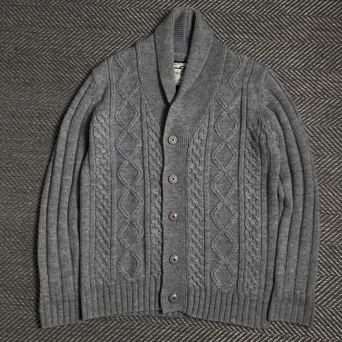 TRAD CLUB 케이블 꽈배기 니트 가디건 그레이y 4801 상품이미지2