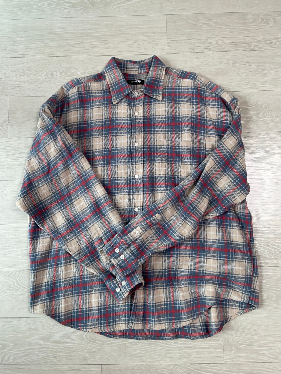 dnsr 오버사이즈 플란넬 체크셔츠 아이보리 상품이미지2