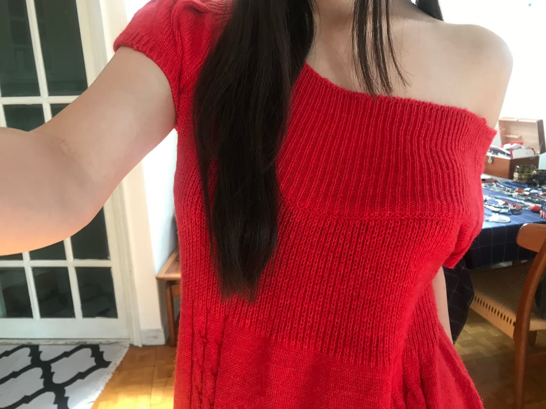 vintage red pocket knit one-piece 상품이미지6