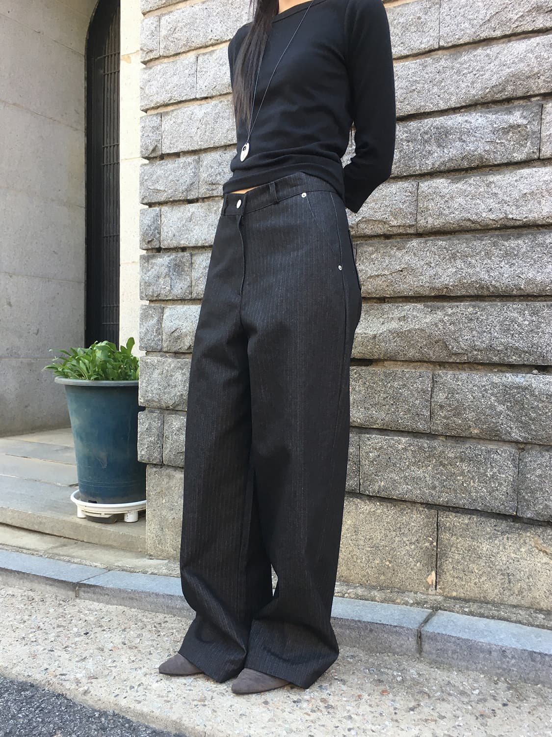 미엔느 mienne 마르 헤링본 와이드팬츠 상품이미지5