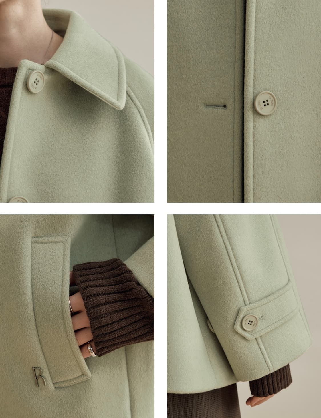 (새상품) 말차라떼컬러 캐시미어코트 (정가 40만원대) 상품이미지6
