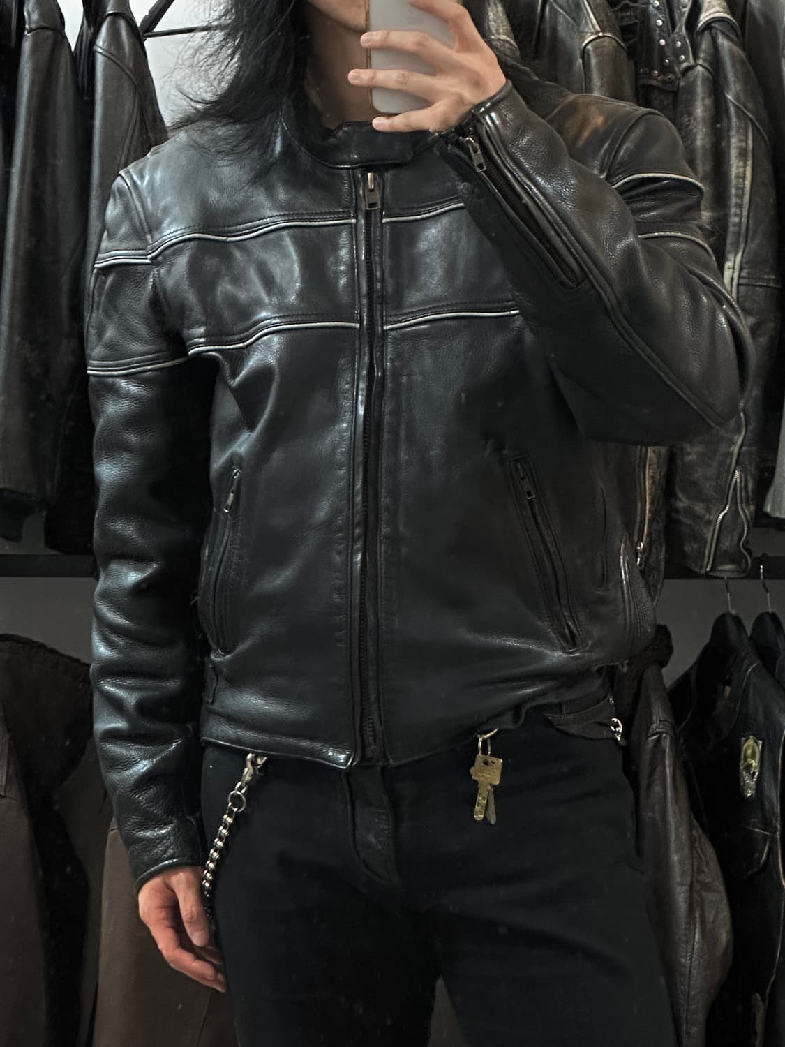 00's 빈티지 그레인 레더 자켓 빈티지 라이더 자켓 상품이미지3