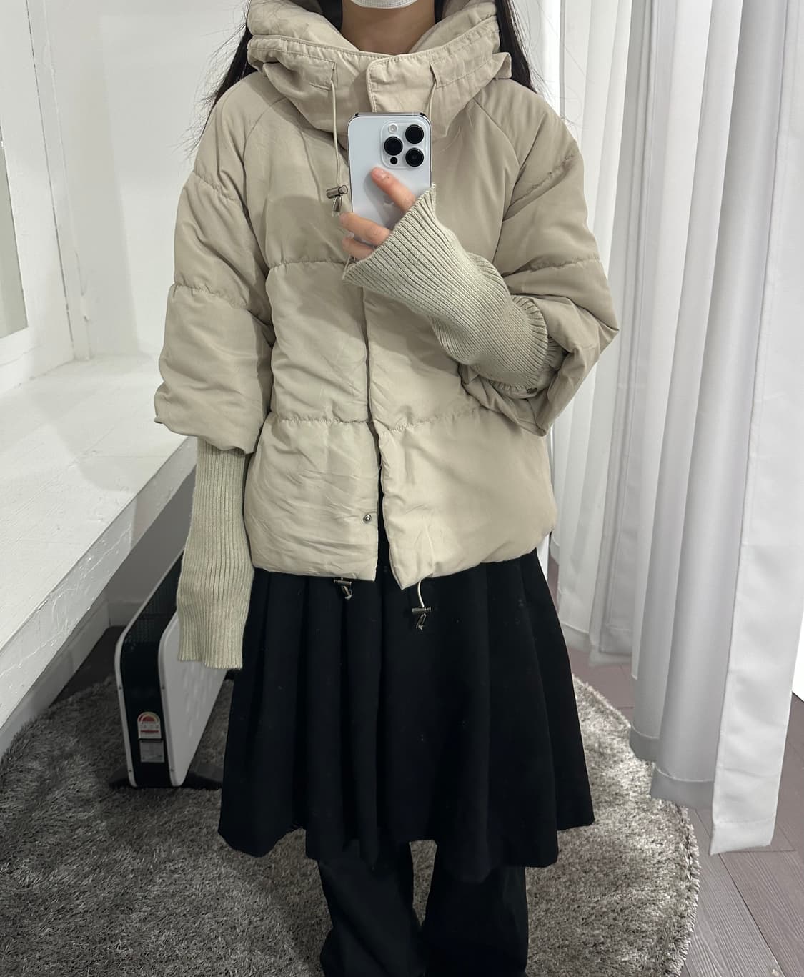 knit detail padding jacket  상품이미지5