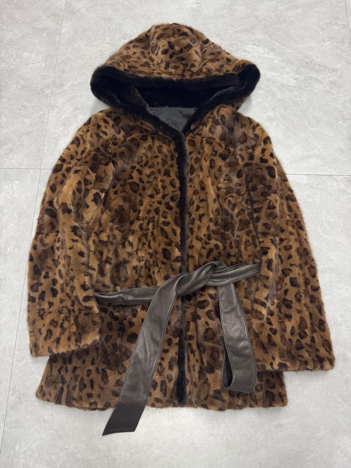 호피 밍크 후드 상품이미지1