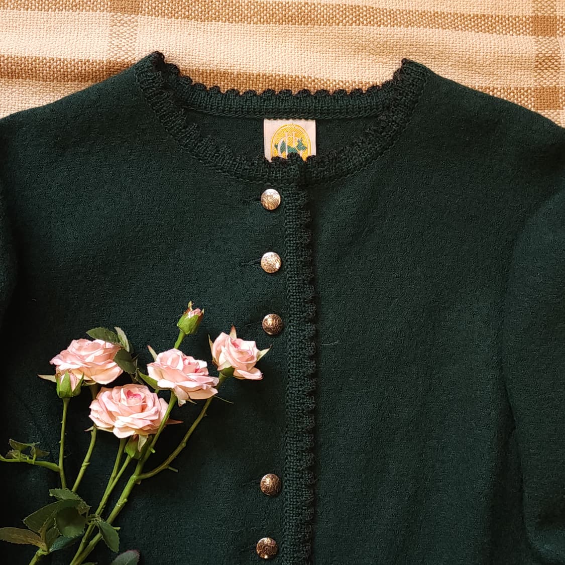 90s 울 트위드 자켓 프렌치 울 자켓 오스트리아 티롤자켓 빈티지 그린 상품이미지6