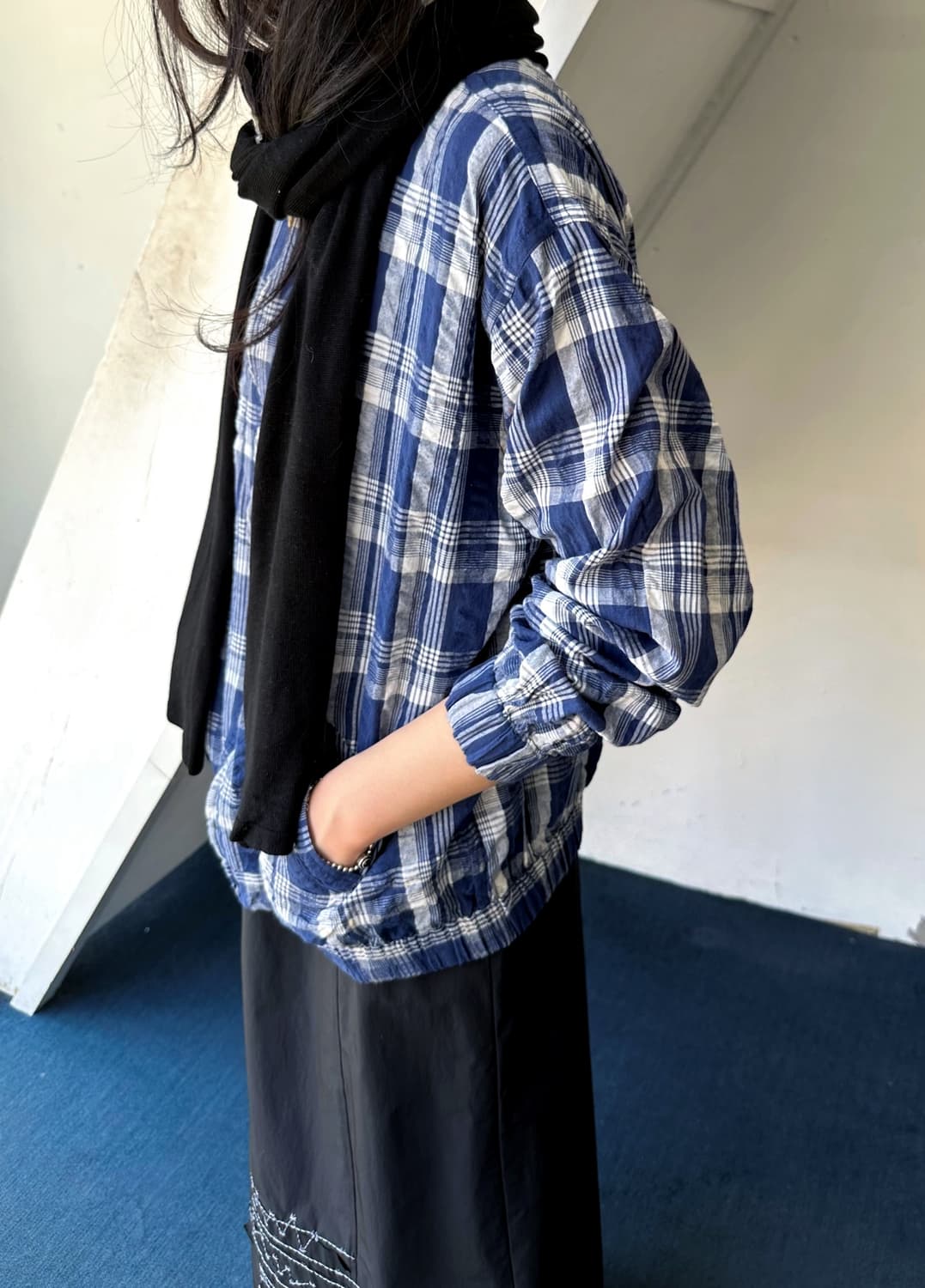 Cotton sucker wrinkled zip blouson 상품이미지8