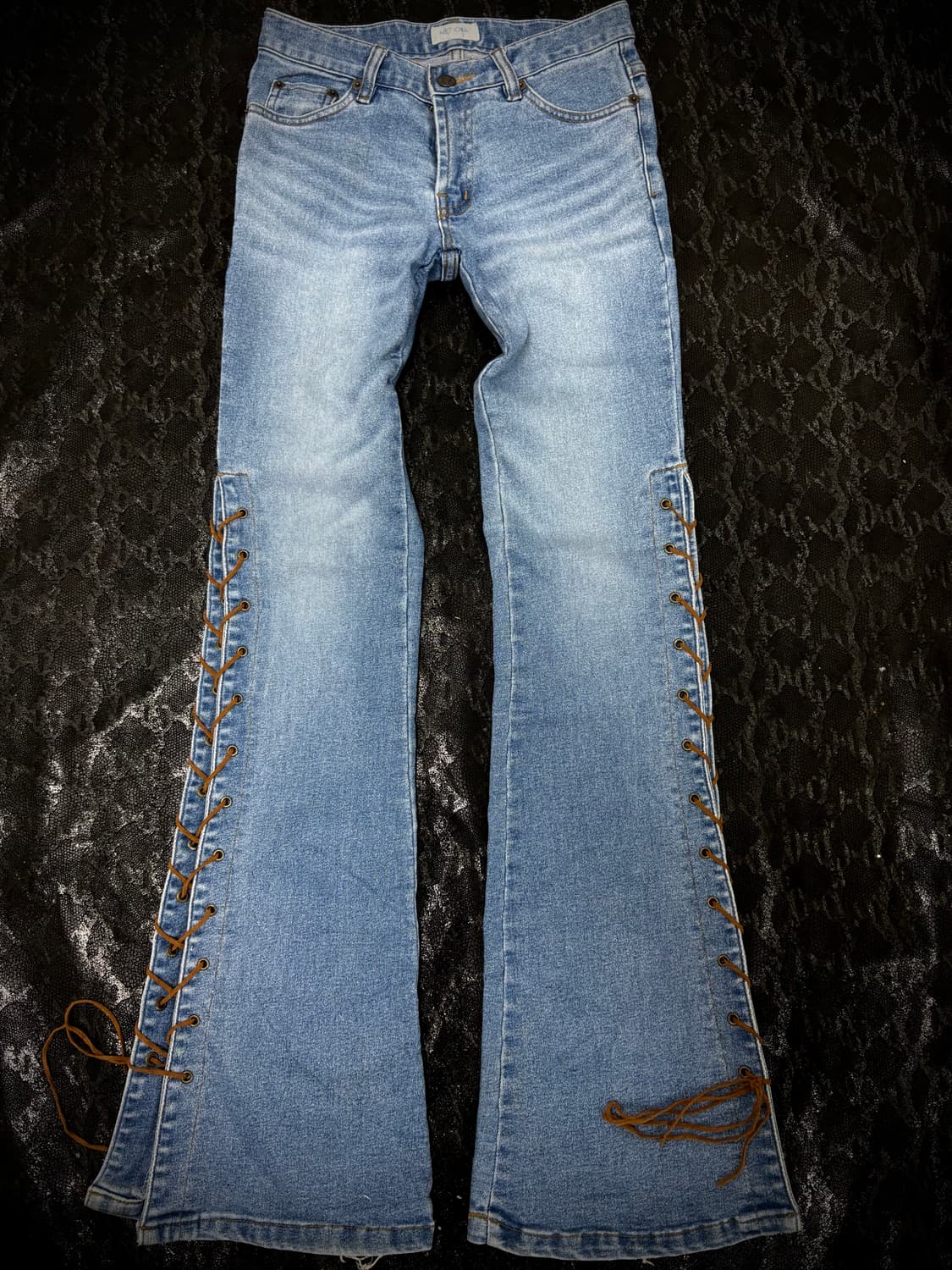 “Vintage” Y2K Mood Laced-Up Boots-Cut Pa 상품이미지1