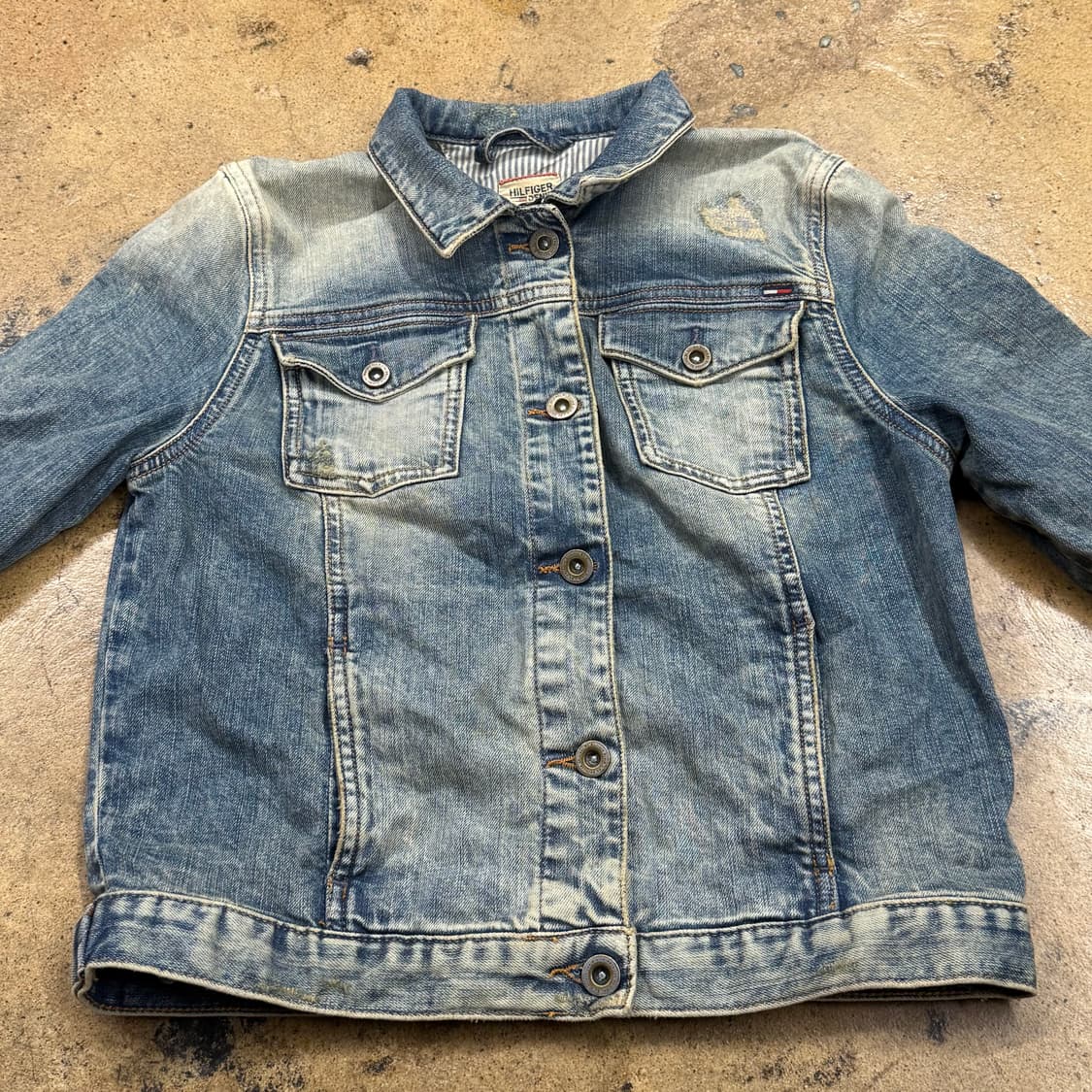 [정품/XS] 타미힐피거 데님 청자켓 데미지 워싱 b8 상품이미지3