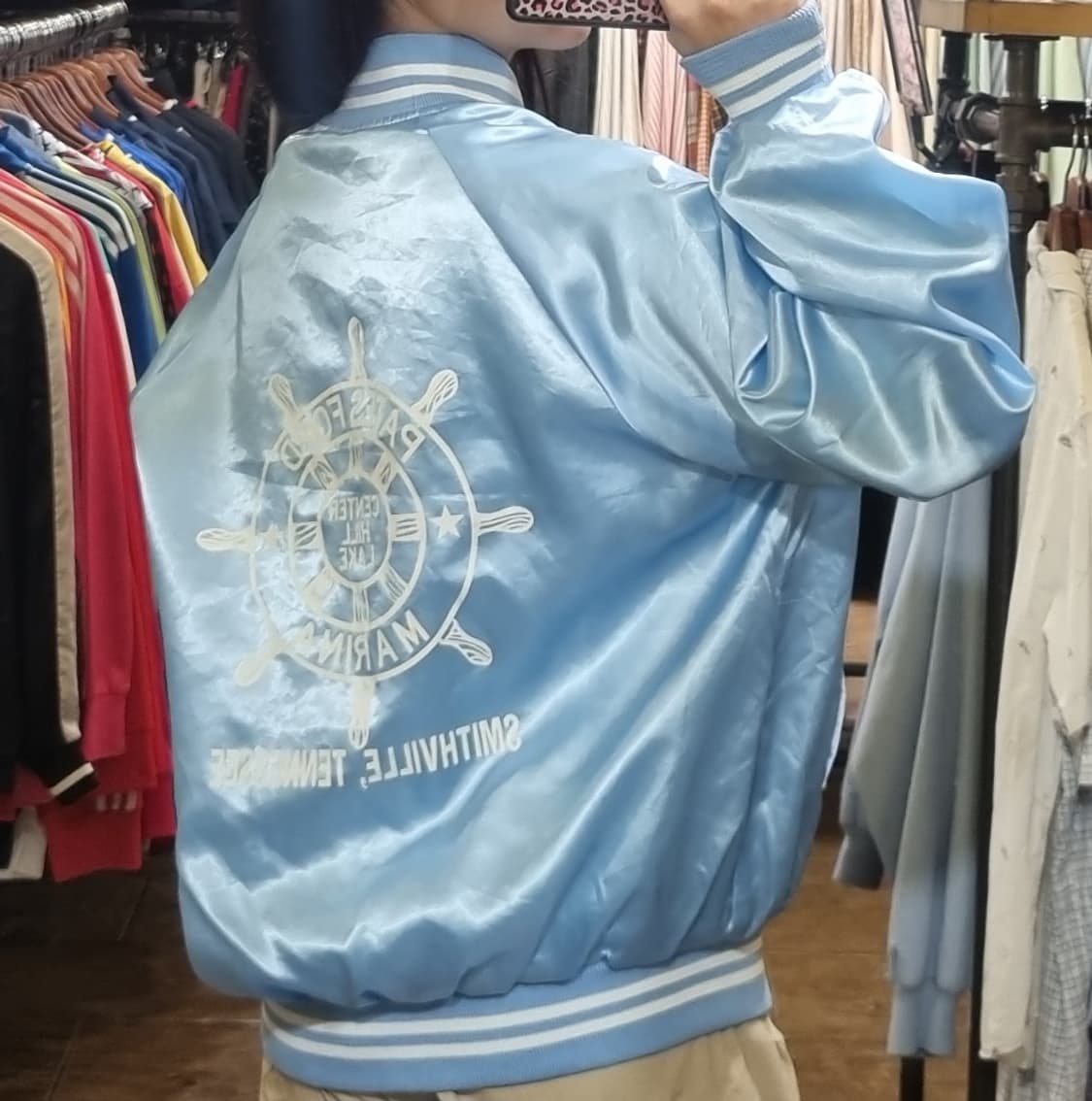 [Hi] vtg 빈티지 새틴 야구점퍼 스카이블루 상품이미지5
