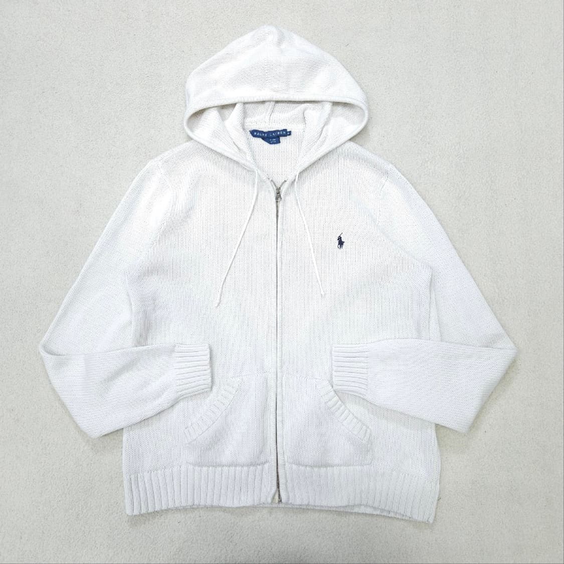 폴로 랄프 로렌 니트 후드 집업 XL 화이트 상품이미지2