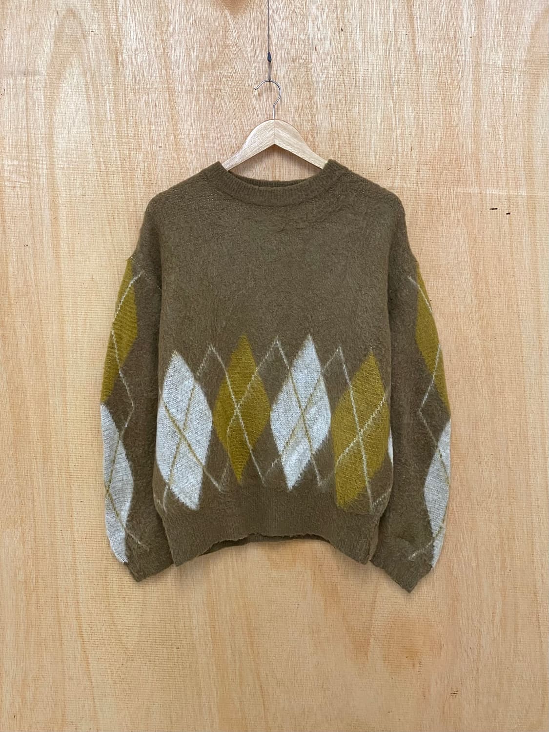 BEAMS argyle knit 빔즈 헤어리 아가일 니트 상품이미지3