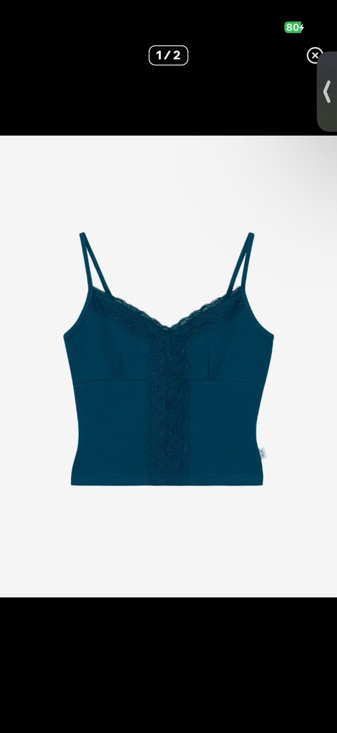 ASON 애즈온 COR LACE SLEEVELESS 블루그린 상품이미지2