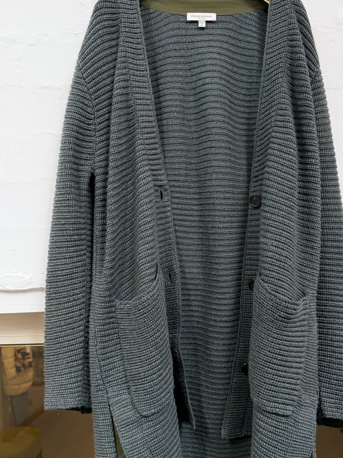 Public School 메리노 울 블렌드 롱 가디건 그린 S 상품이미지6