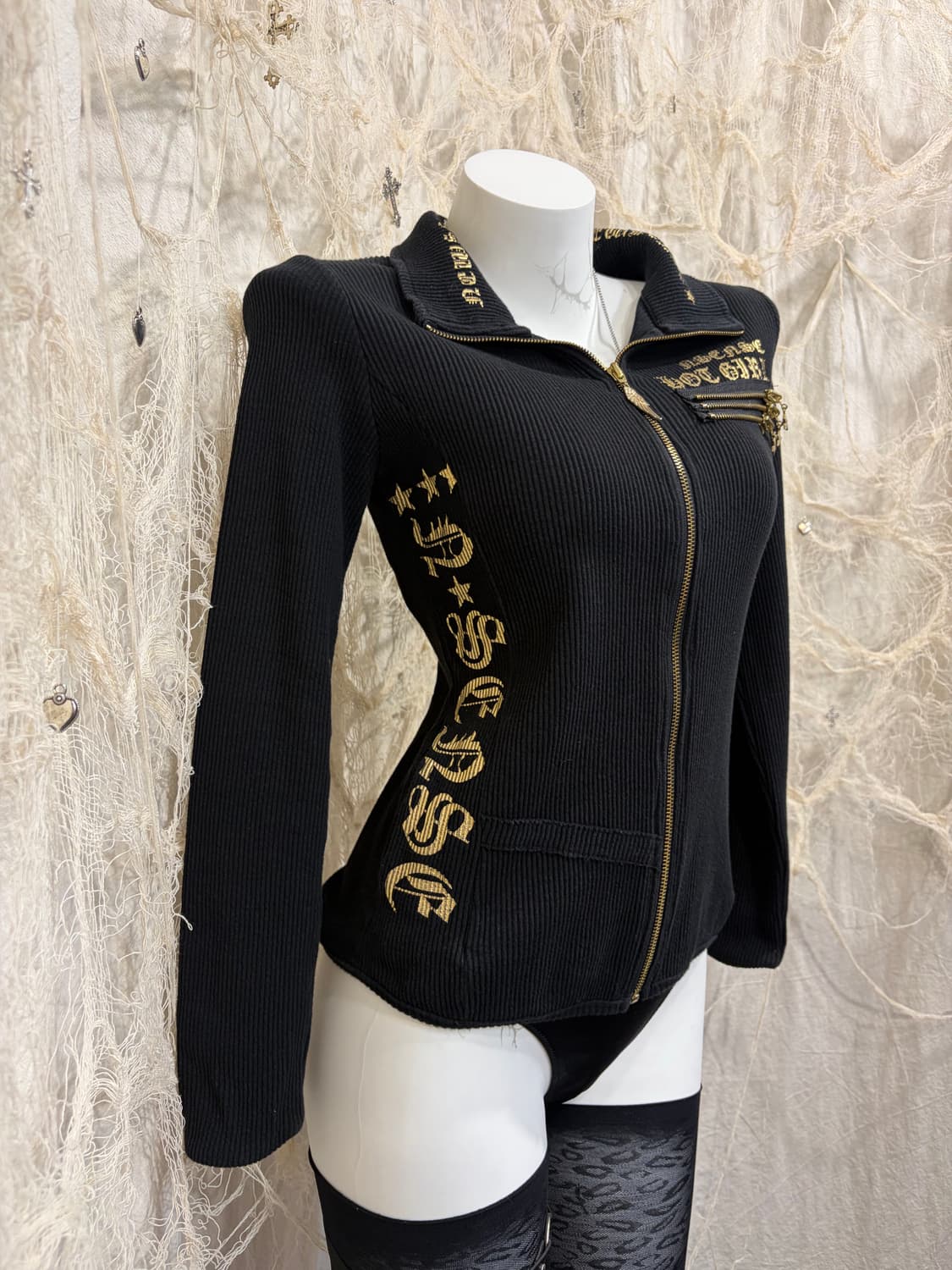 Y2K gold zip detail high-neck zip up 상품이미지5