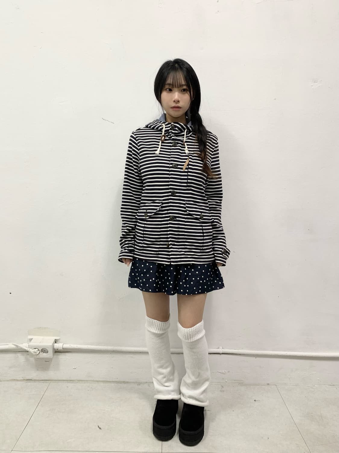 네이비 스트라이프 후드집업 상품이미지2