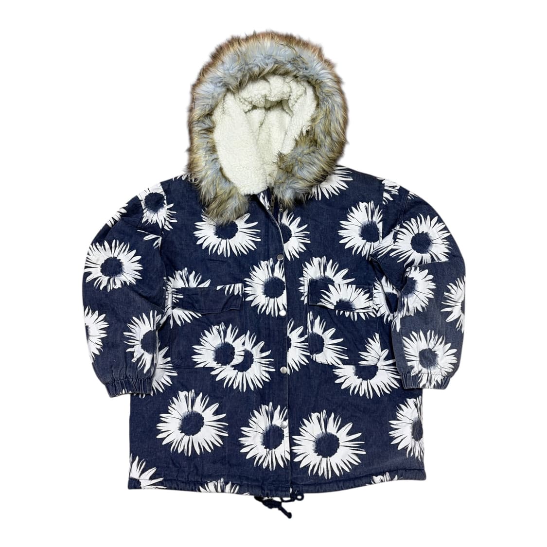  빈티지 안감 양털 플리스 플라워 패턴 자켓 상품이미지1