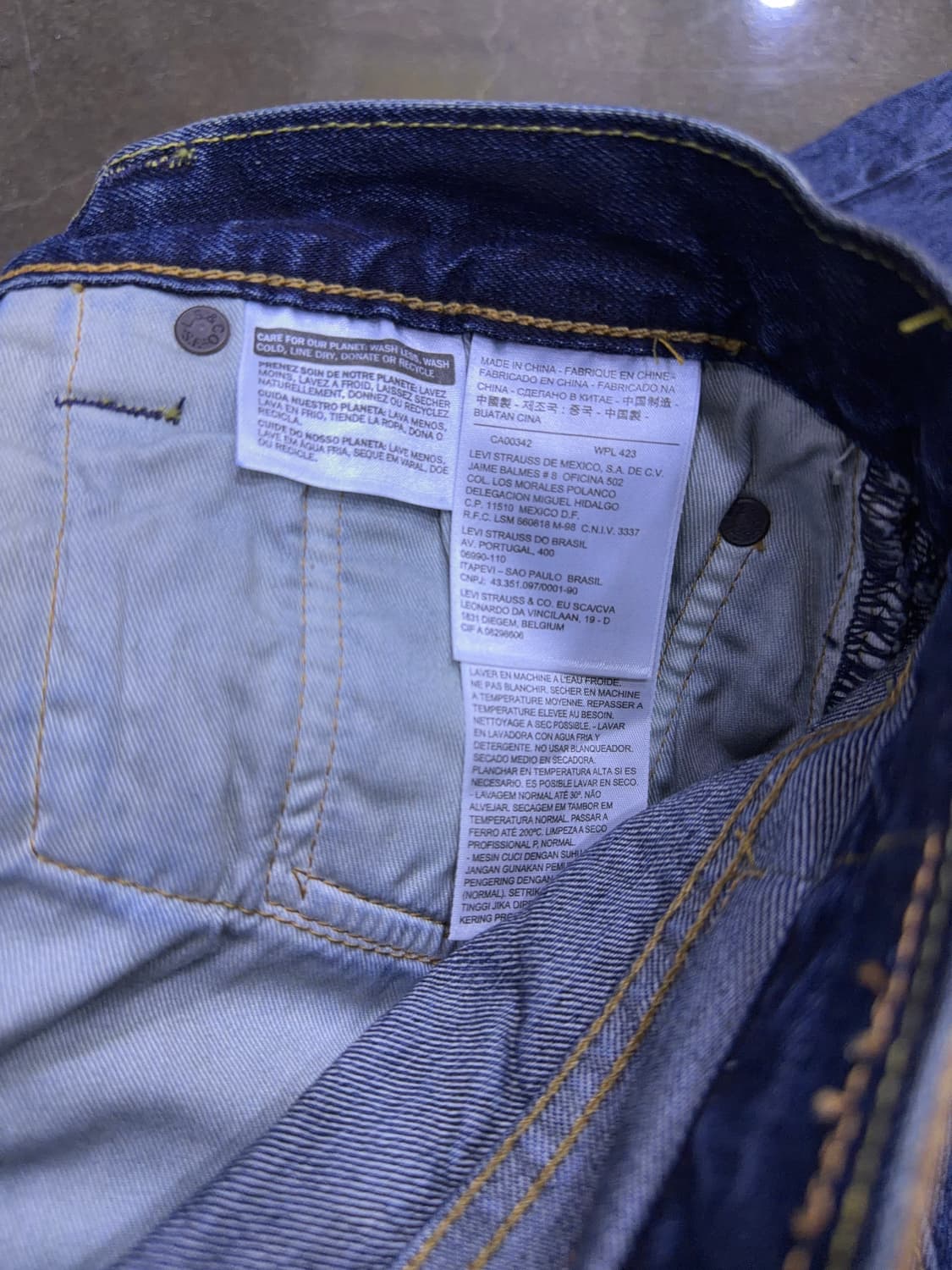 리바이스 501 레귤러핏 딥블루 워싱 데님팬츠 청바지 32 상품이미지9