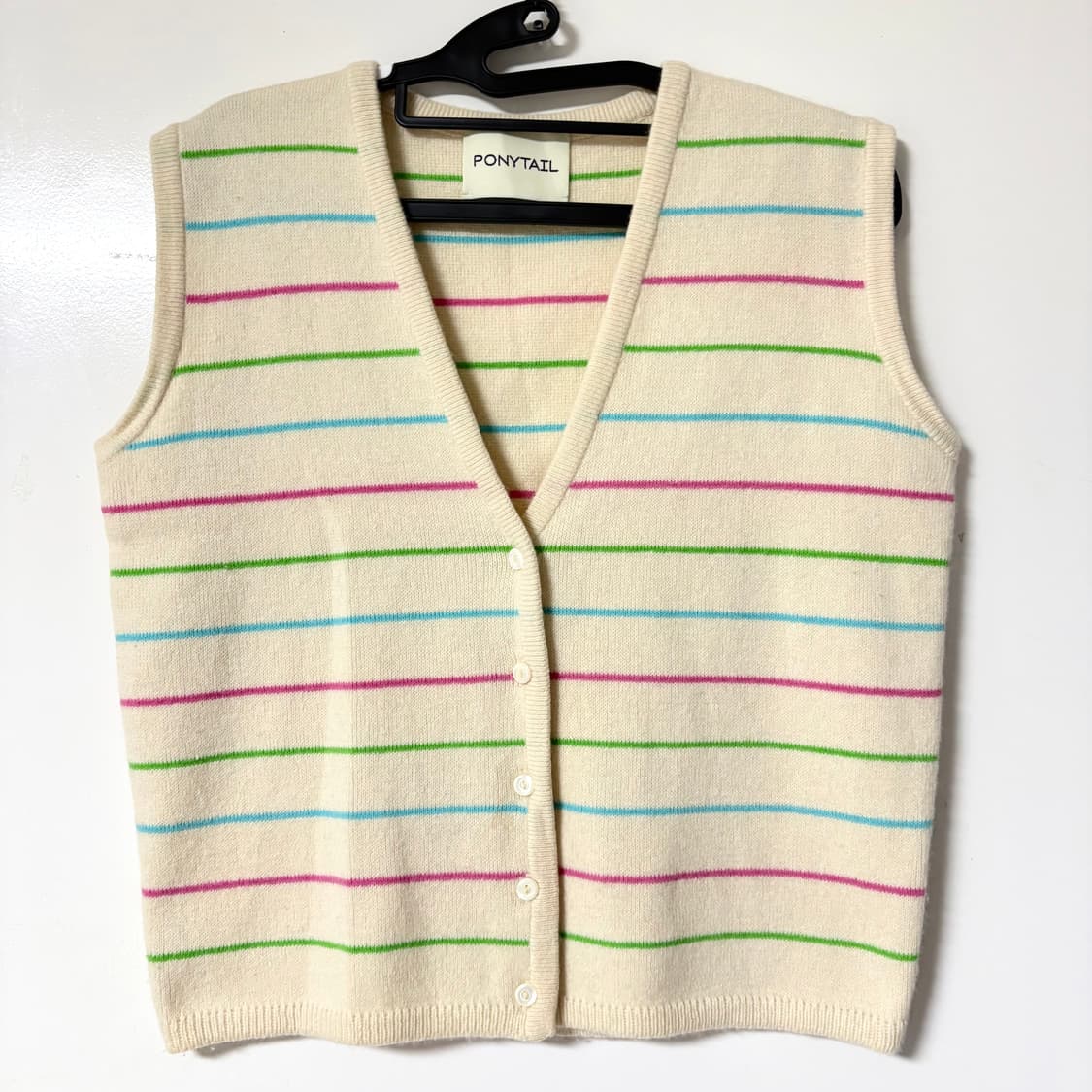 PONYTAIL 단가라 니트 조끼 상품이미지2