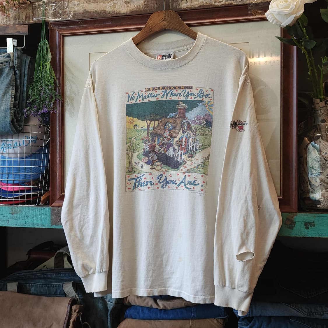 90s 빈티지 롱슬리브 티셔츠 싱글스티치 프린팅 티셔츠 미국 제조 xl 상품이미지3