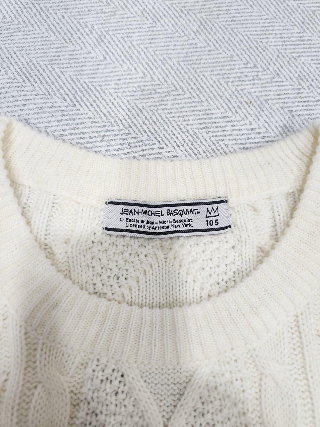 장 미셸 바스키아 크림색 케이블 니트 스웨터 남성 105사이즈 상품이미지5