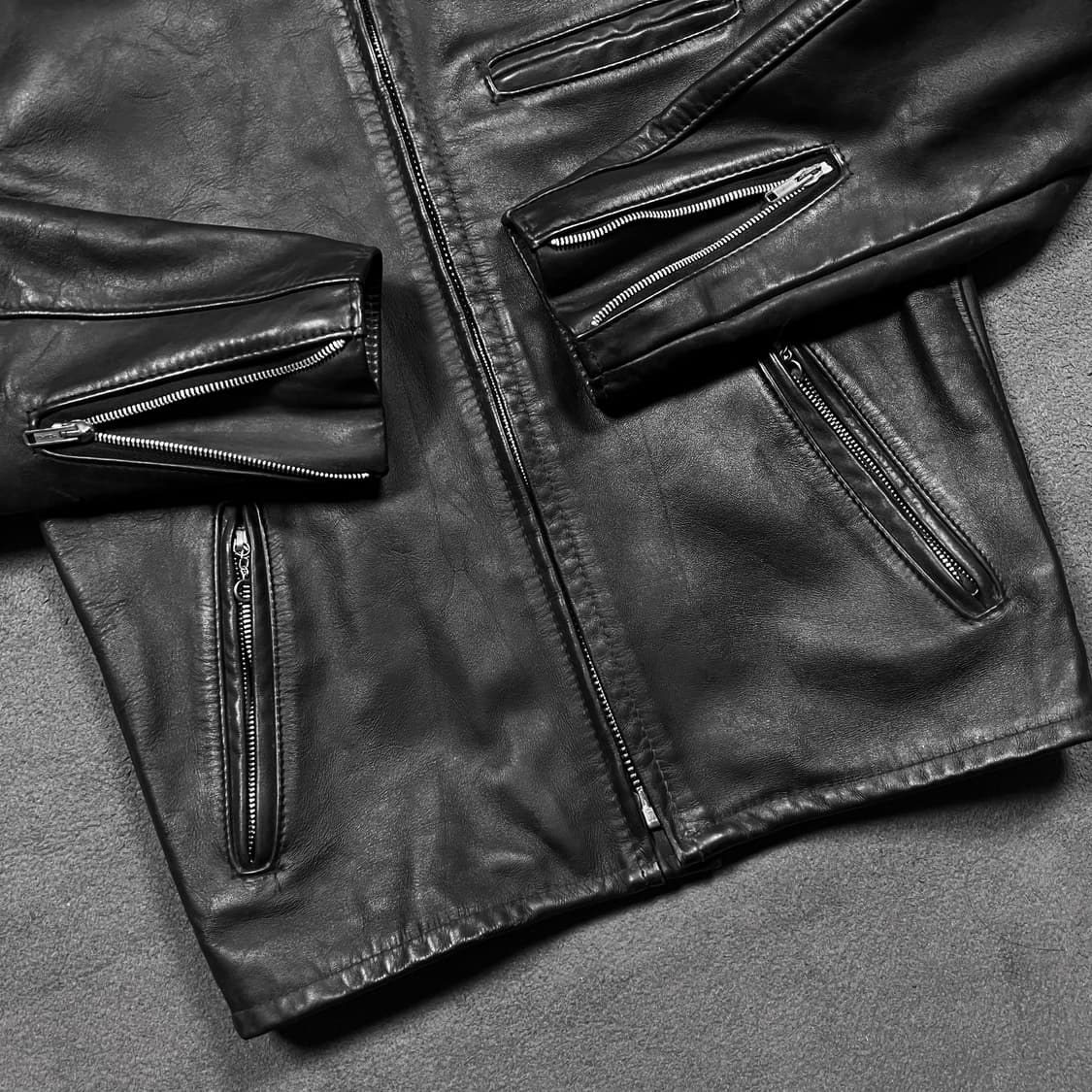 90's Schott 쇼트 카우레더 641 싱글 라이더 자켓 상품이미지3