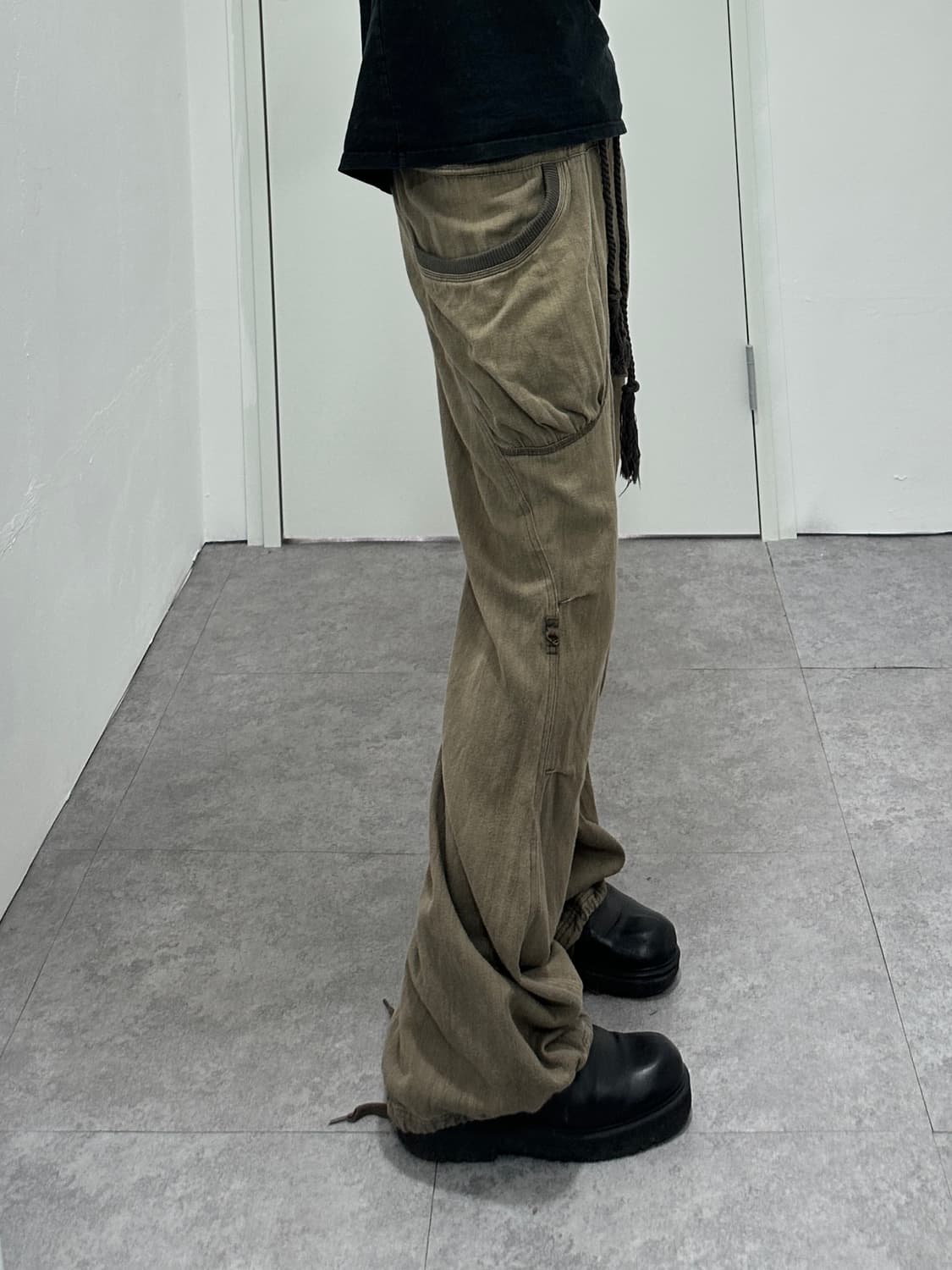Vintage brown drawstring flare pants   상품이미지3