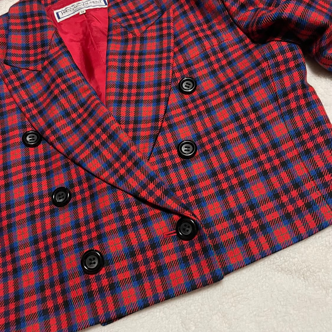 입생로랑 빈티지 체크 숏 울 블레이저 더블 자켓 비비안웨스트우드 상품이미지5