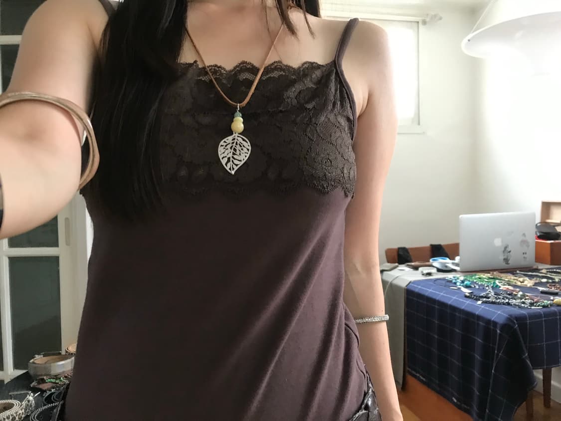vintage brown lace sleeveless 상품이미지1