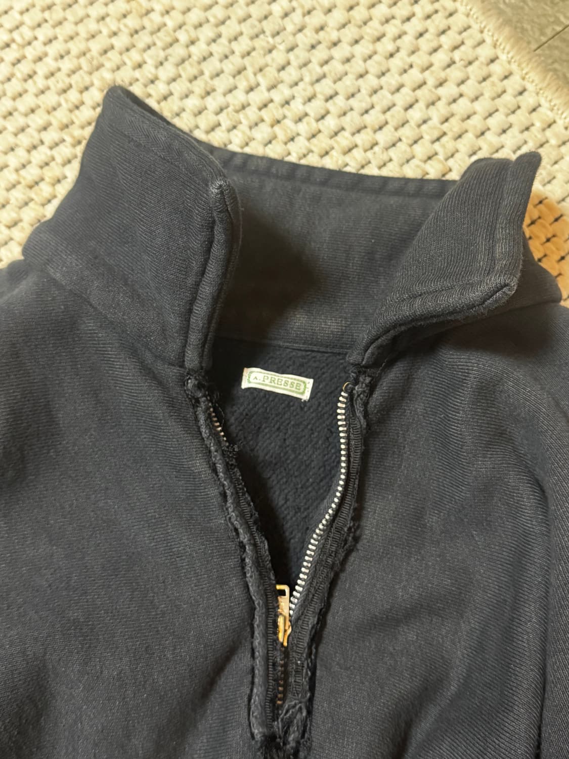 아프레쎄 빈티지 하프집업 스웨트셔츠 블랙 3 상품이미지3